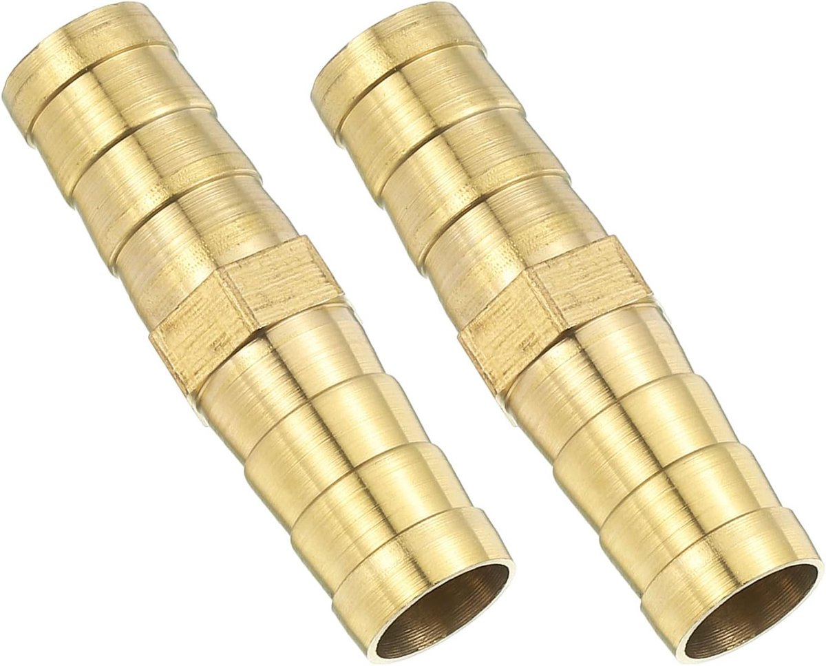 SnelShoppen - 10 mm Slangconnector Messing Dubbele Nippel Koppelstukken, 2 Stuks Slangconnectoren, Gas Slang, Slangaccessoires, Tuinslang voor Verbind