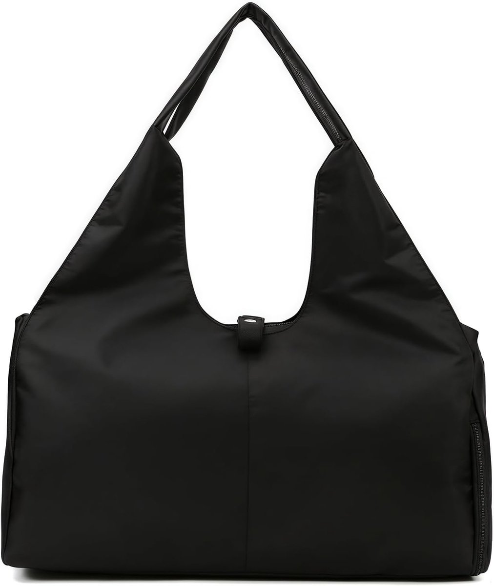 SnelShoppen - Sporttas voor dames, yogatas met schoenenvak, waterdichte reistas, trainingstas voor fitness en gym, zwart, ideaal voor yogamatten en sp