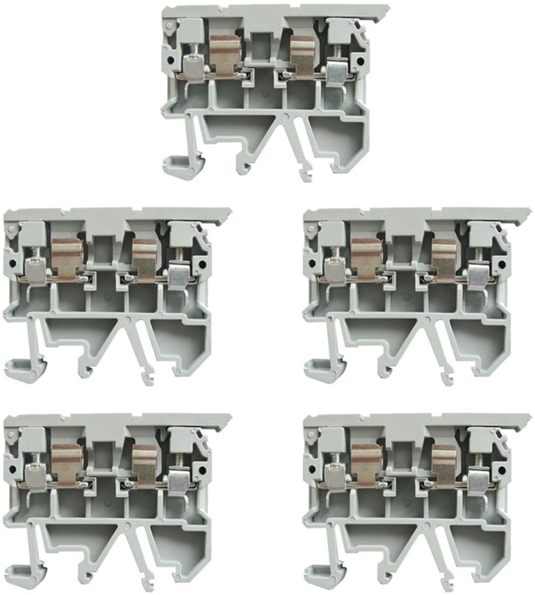 SnelShoppen - Set van 5 Terminal Blocks voor DIN Rail Bevestiging, Klemverbinding, Schroefmontage, Elektrische Terminals voor Elektronische Circuits