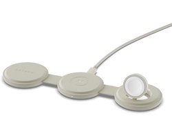 Satechi OntheGo 3-in-1 Draadloze Oplader – Compact en Inklapbaar Design – Krasbestendige Premium Materialen – Levert tot 15W Oplaadvermogen - Beige