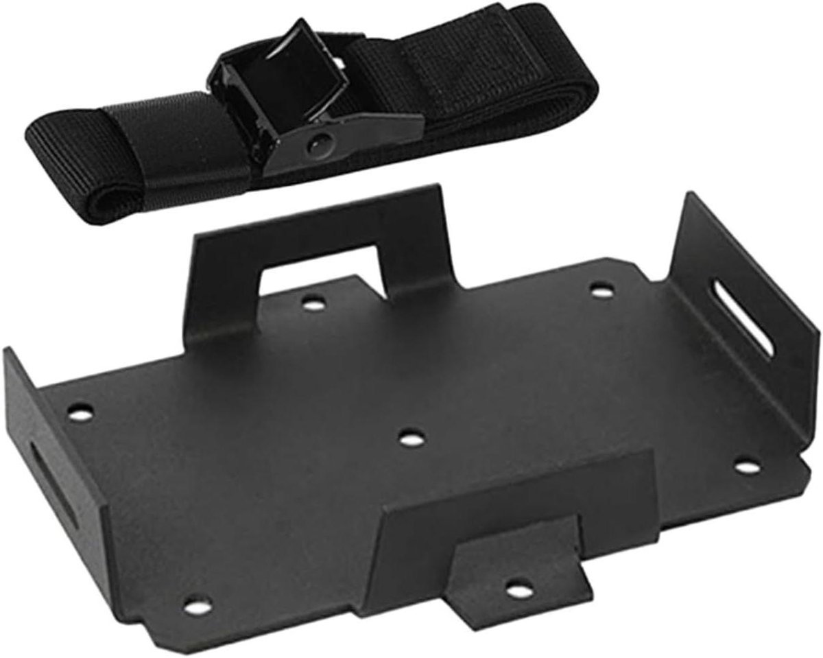 Aluminium Batterijhouder - Accubak Houder - Veilige Accu Opslag - Verstelbare Bevestiging - 15.1 x 12.6 cm - Zwart