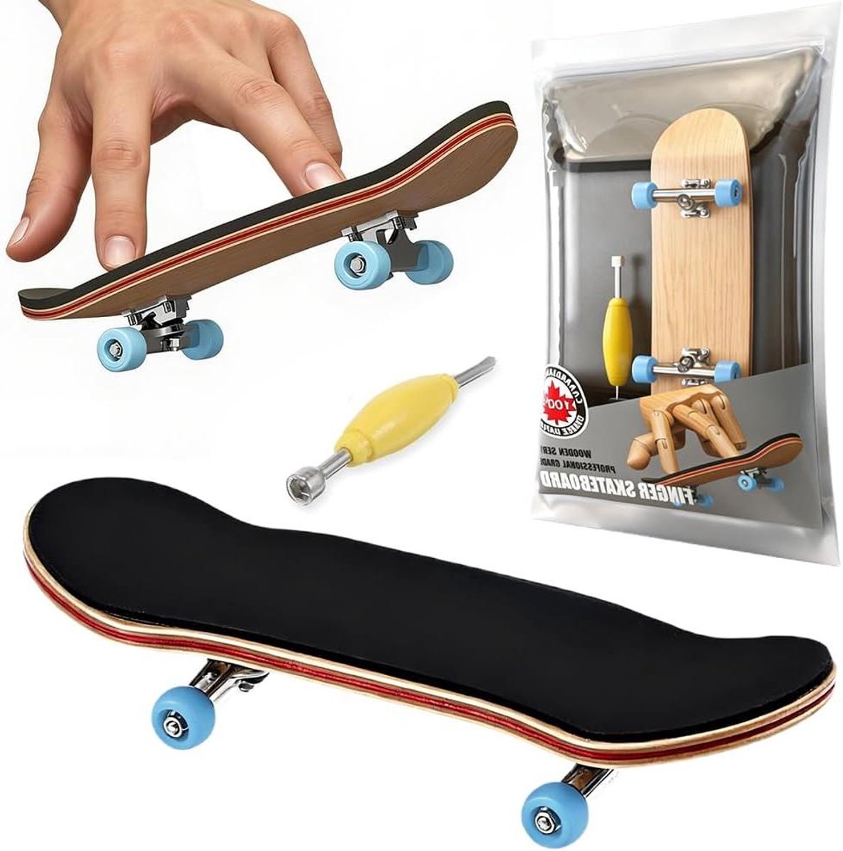 Vingerskateboards Set Mini Skateboards Vaardigheden Oefenen Esdoornhout Constructie 99.5 mm Lengte