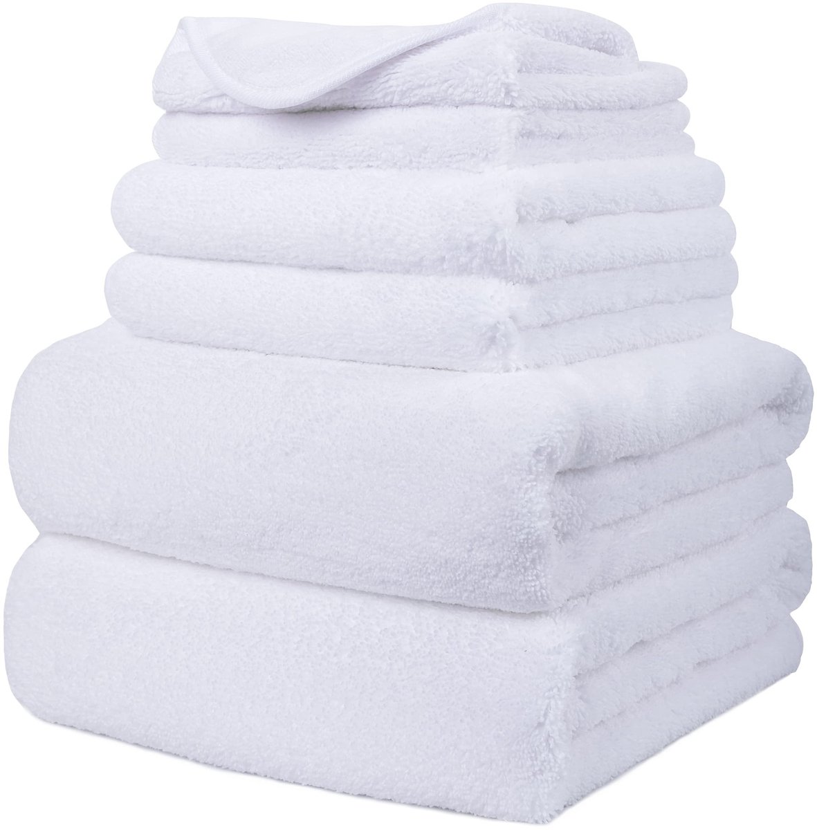 Omgoods - Set van 6 Microvezel Badhanddoeken - Sneldrogend en Pluisvrij - 152x76 cm - Wit