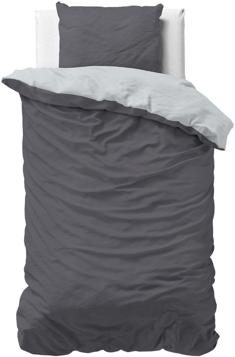 Omgoods - Katoenen Dekbedovertrek 140 x 220 cm Antraciet