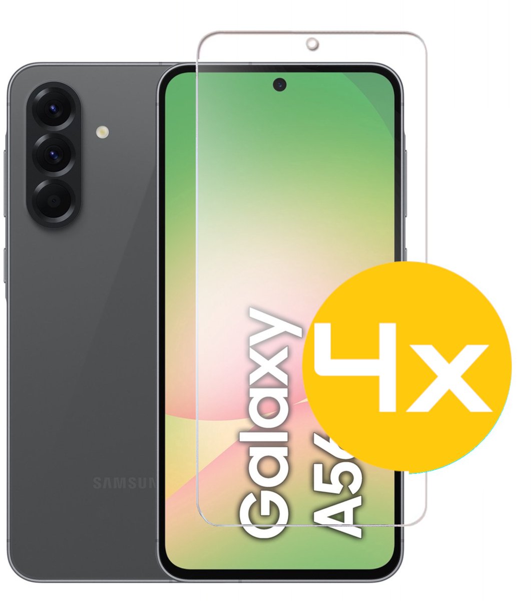 Screenprotector Geschikt Voor Samsung Galaxy A56 - Glasplaat - Tempered Glass - 4 Stuks