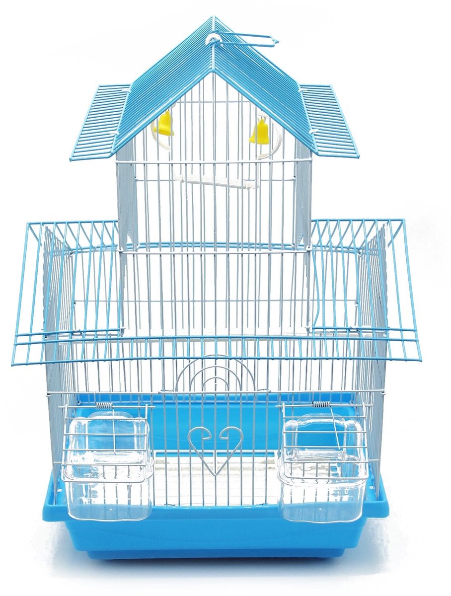 Omgoods - Metalen Vogelkooi met Voederbak en Tray - M/L