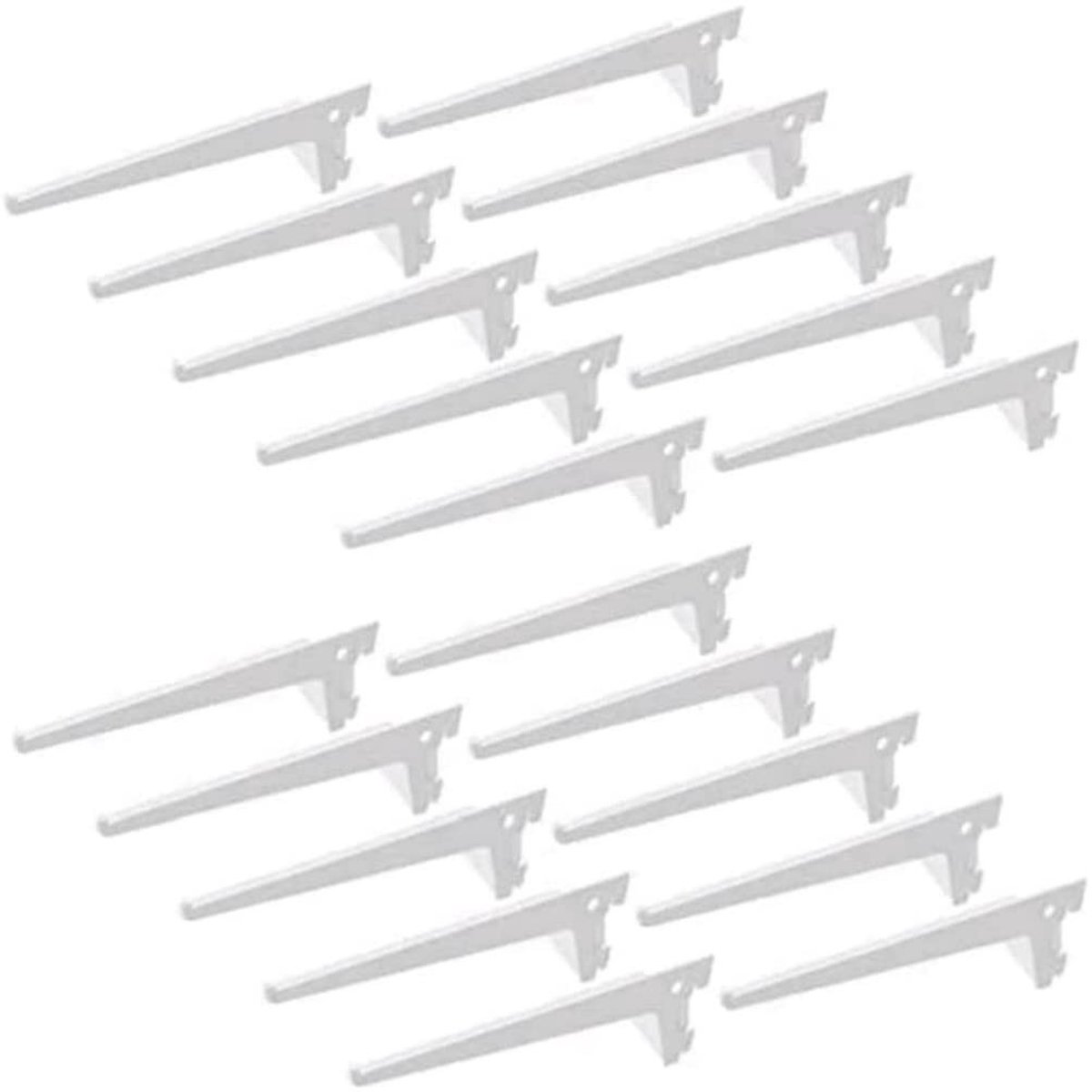 Omgoods - Set van 20 Enkele Slot Wandrail Planksteunen Wit