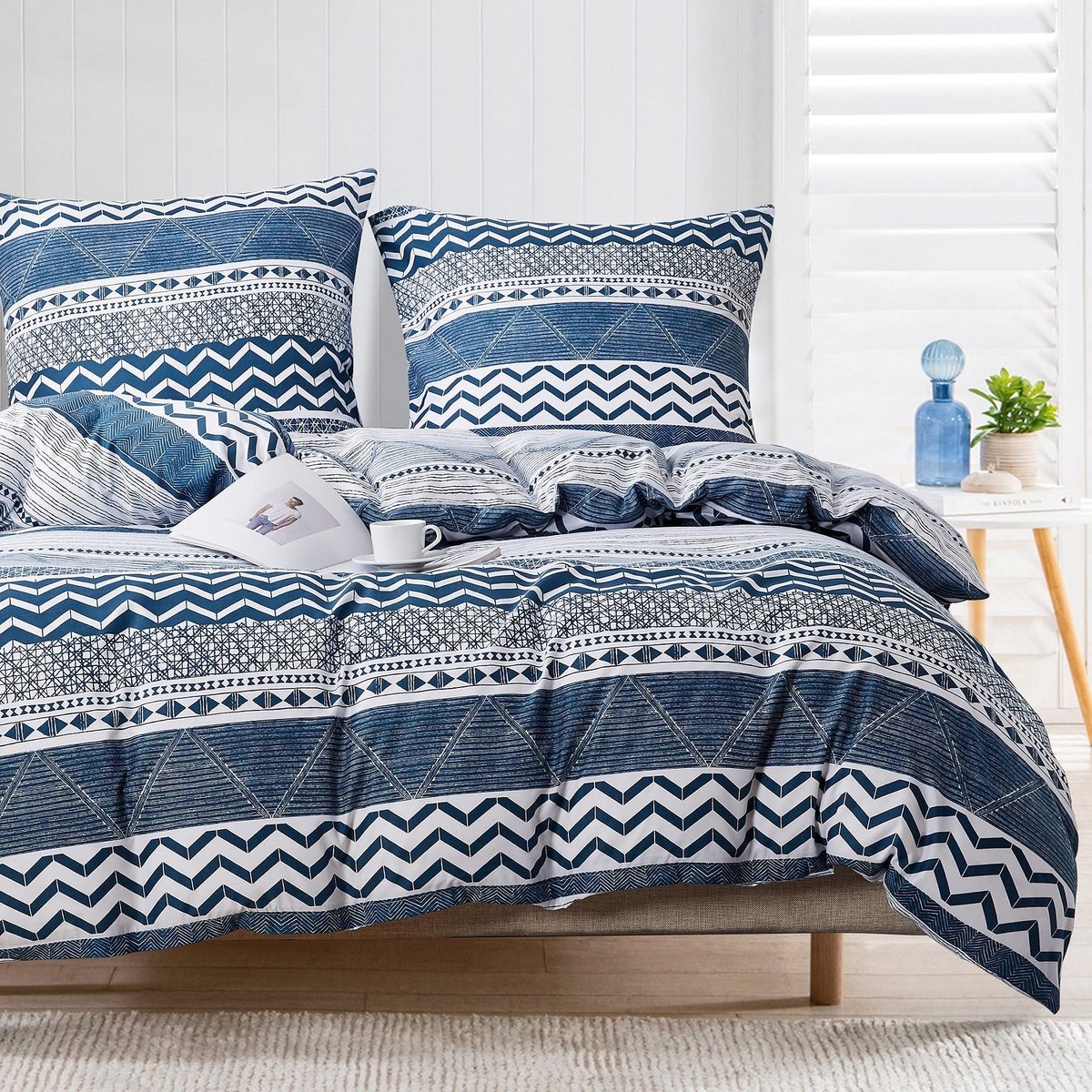 Omgoods - Bedlinnen 135 x 200 cm - Geometrisch Dekbedovertrek Set met Kussensloop