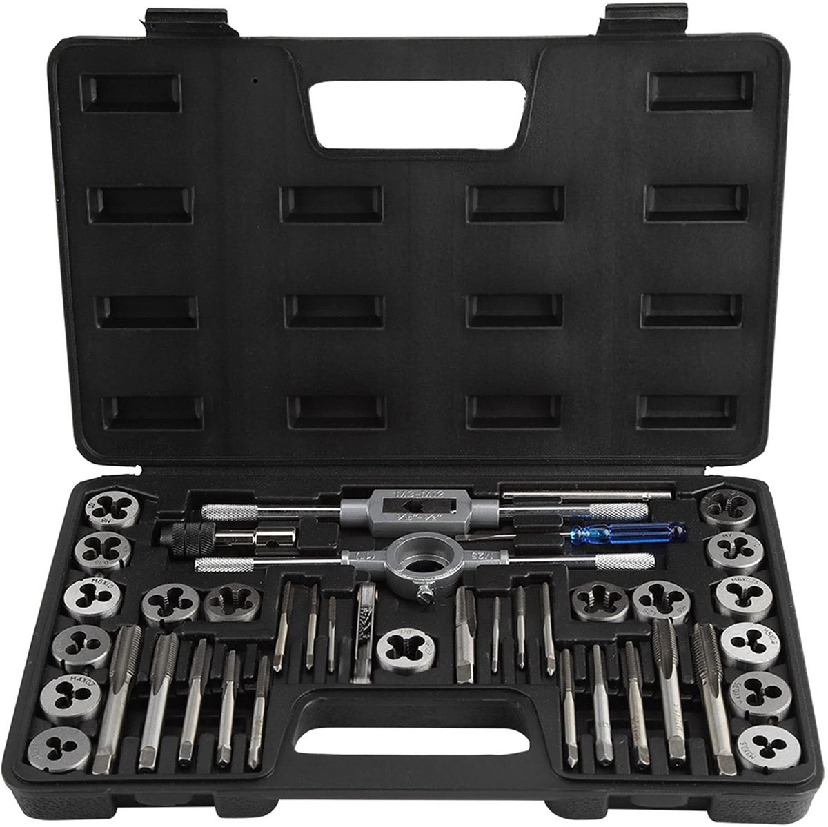 Omgoods- Tap en Die Set 40 Stuks - Handgereedschap - Draadmeter - Moersleutels - Verstelbare Sleutel - Hoogwaardig Gereedschapsstaal - Draadbewerking Set