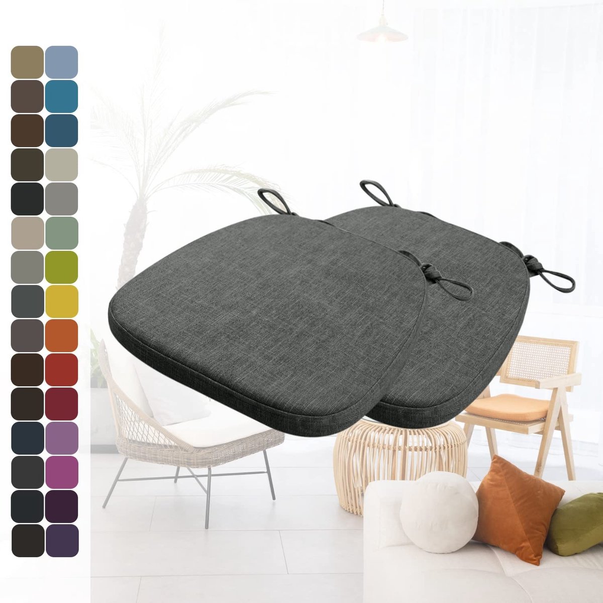 Omgoods - Set van 2 Comfortabele Stoelkussens met Antislip