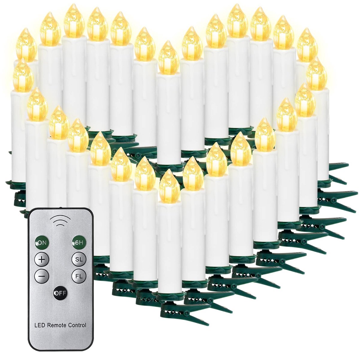 Omgoods - 40 LED Kerstkaarsen met Afstandsbediening en Timer