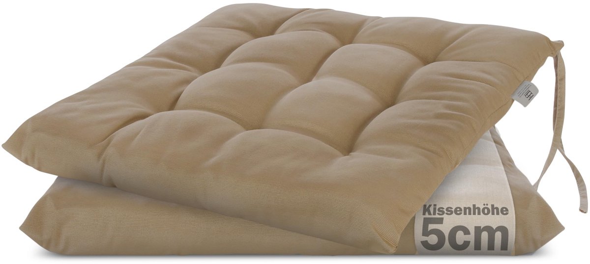 Omgoods - Decoratief Tuinstoelkussen - Set van 2 in Taupe - Voor Binnen en Buiten