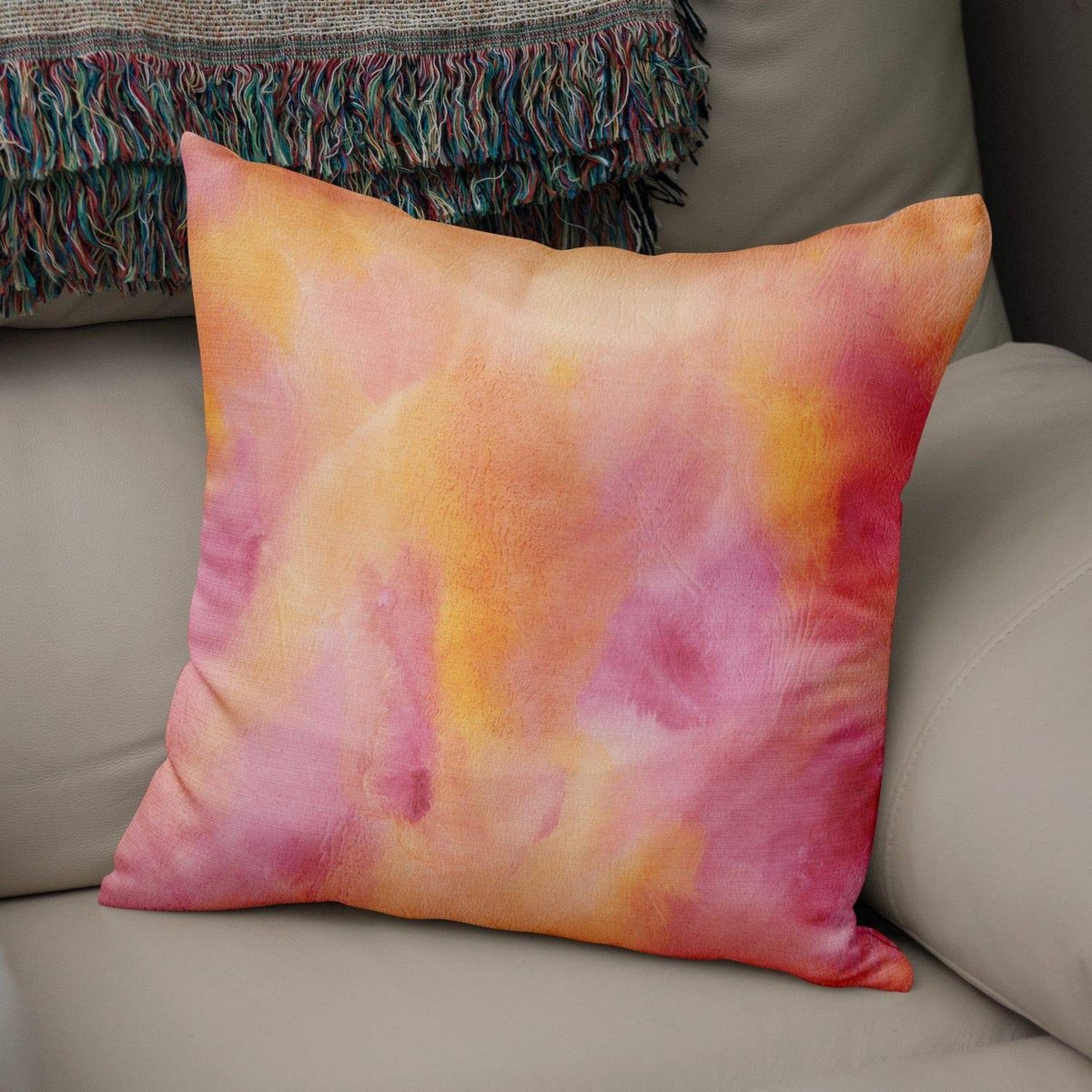 Omgoods - Decoratieve Kussenhoes met Waterverf Thema 43x43 cm