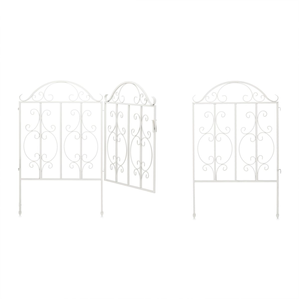 Omgoods - Tuinpoort met Decoraties en Fencing, Wit, 98,5 x 185 cm