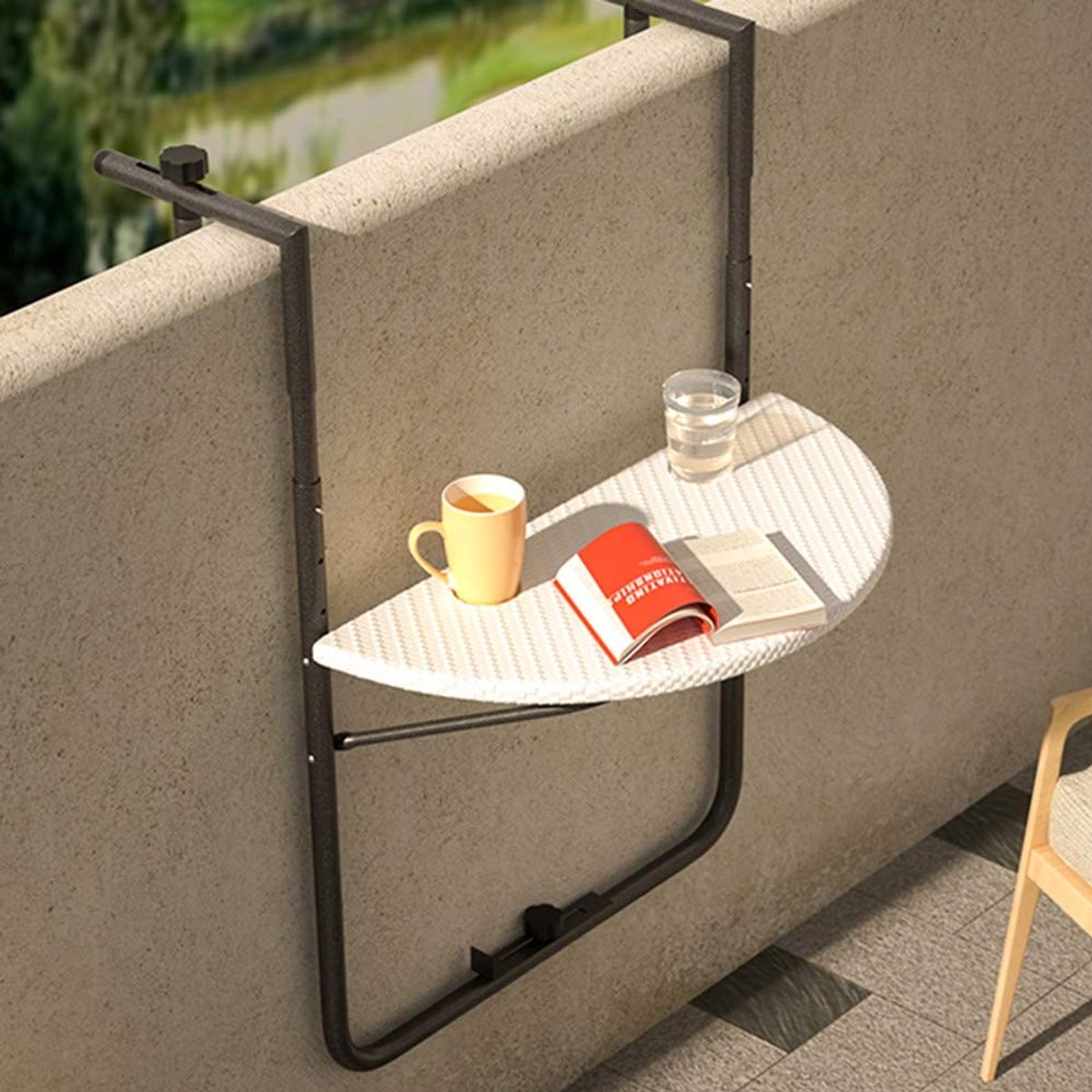 Omgoods - Vouwbare Outdoor Salontafel met Poly Rattan in Stijlvol Wit