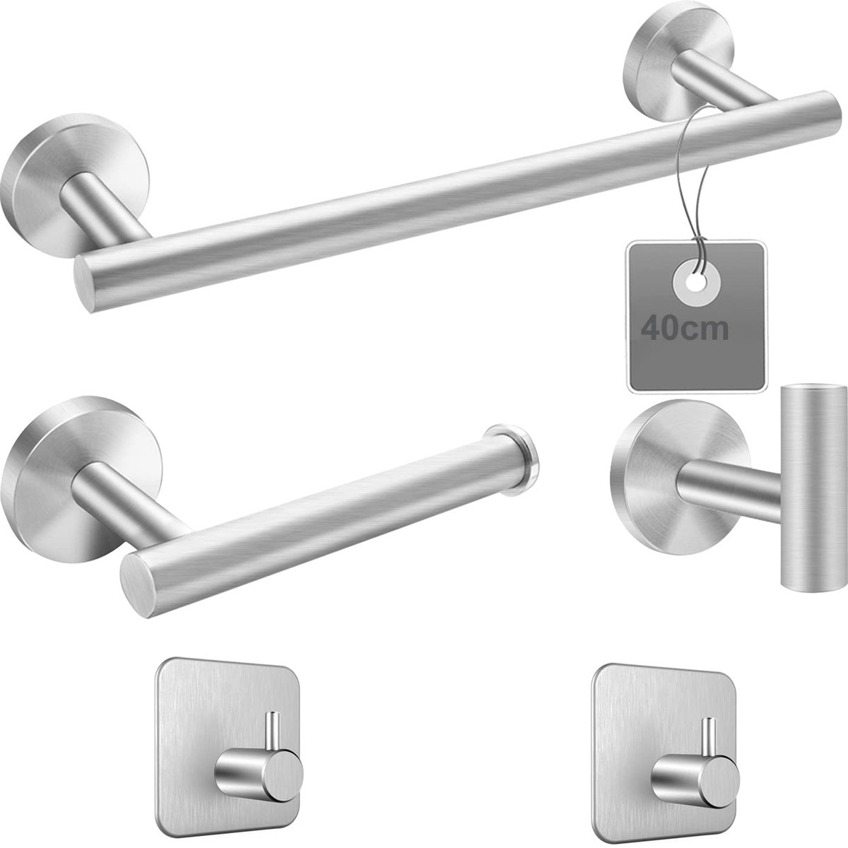 Omgoods - 5-delige Handdoekenrek Wandmontage - Badkamer Accessoire