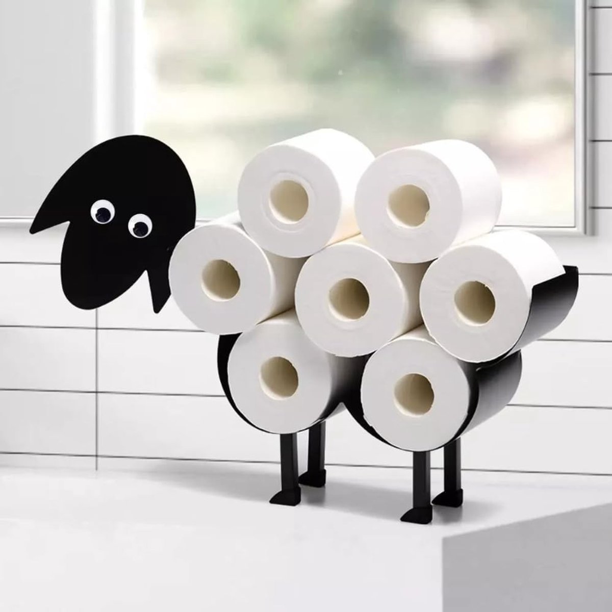 Omgoods - Schapen Toiletpapier Houder van Hout en Metaal