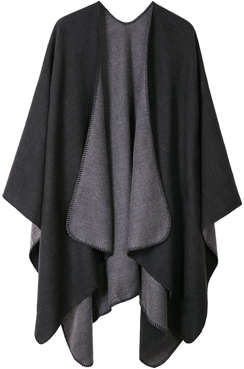 Omgoods - Dames Vintage Sjaal met Kleurblokken en Cape Stijl