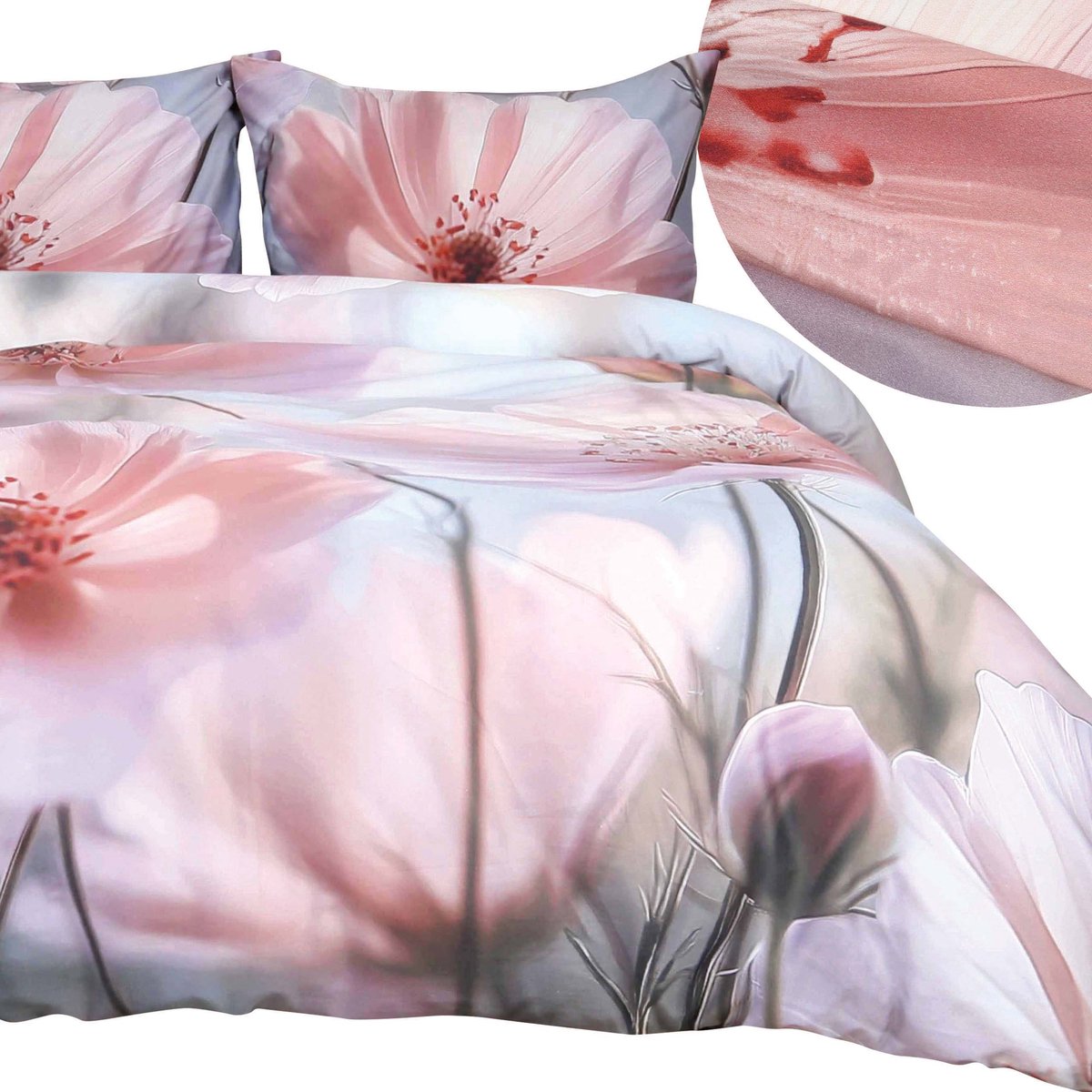 Darymex Satynlove Premium - Dekbedovertrek set (2-delig) - 100% Katoen-Satijn - Met Ritssluiting - 140x200 cm