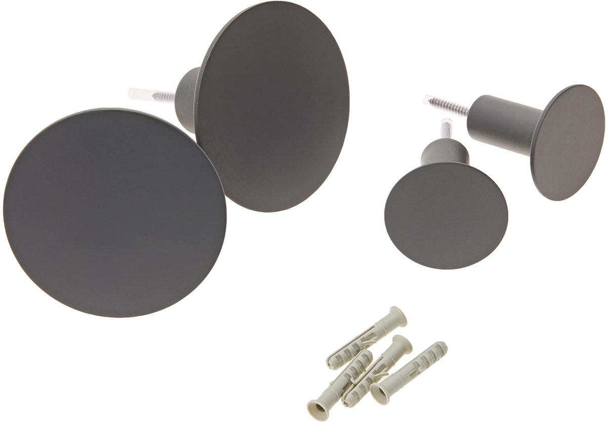 Omgoods - Set van 4 Wandhaken in Gunmetal Kleur