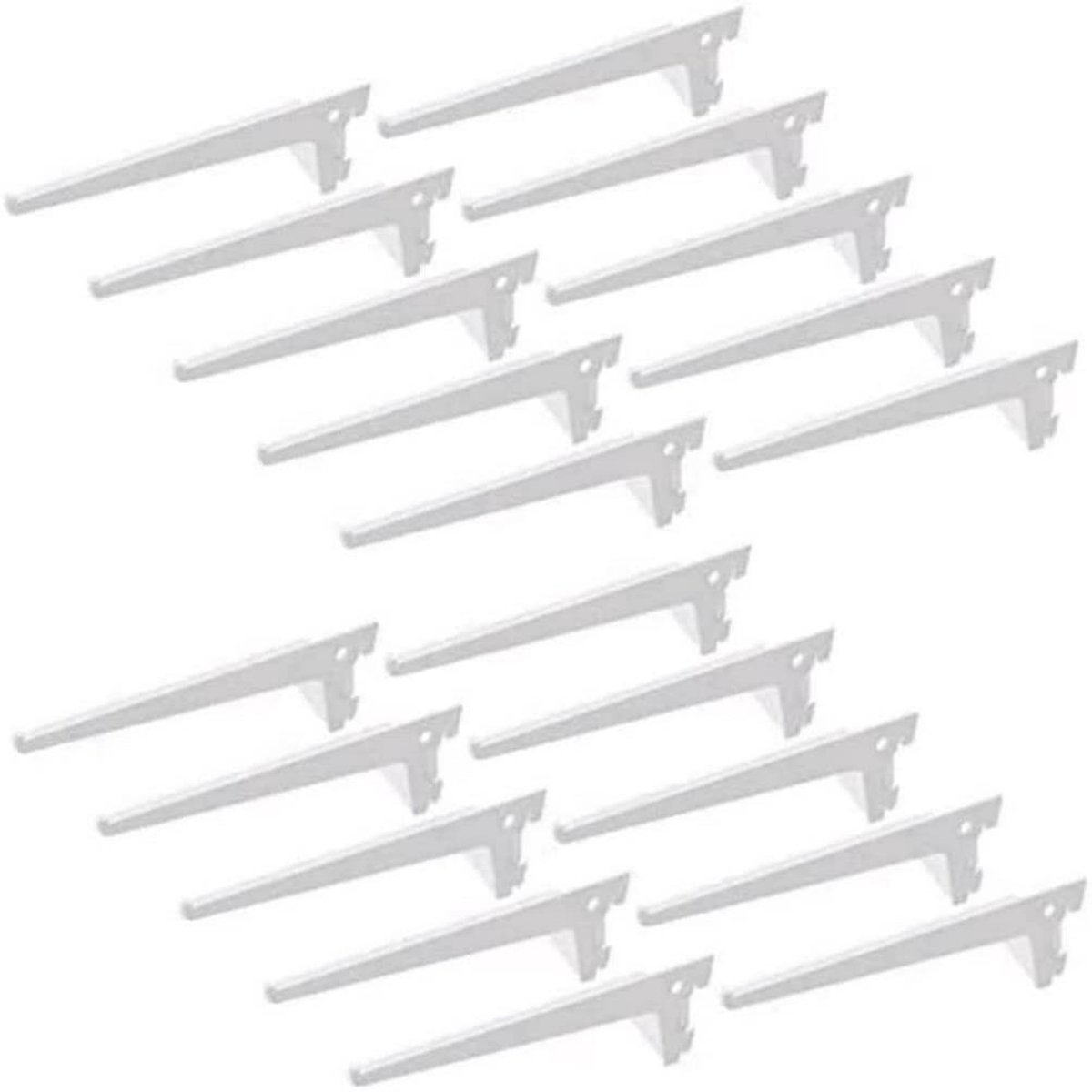 Omgoods - Set van 20 Enkele Slot Wandrail Planksteunen Wit