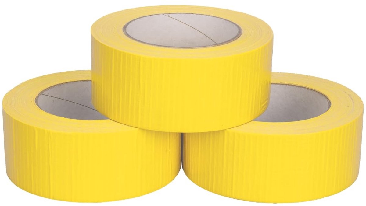 Omgoods - Premium Gaffa Tape, Geel, 50 m x 48 mm, 3 Rollen