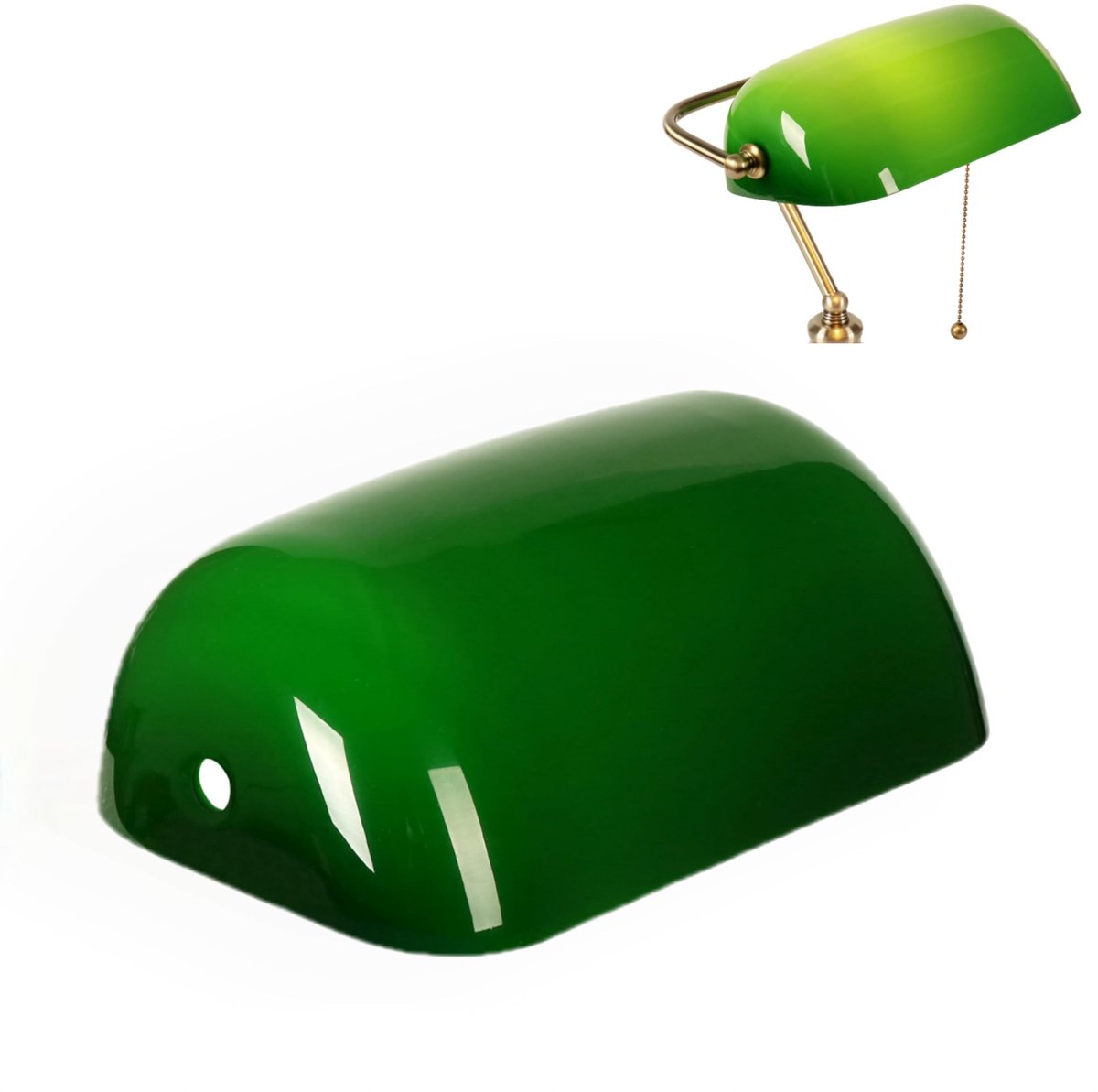 Omgoods - Vervangende Glazen Lampenkap voor Banker Tafel Lamp (Groene-1)