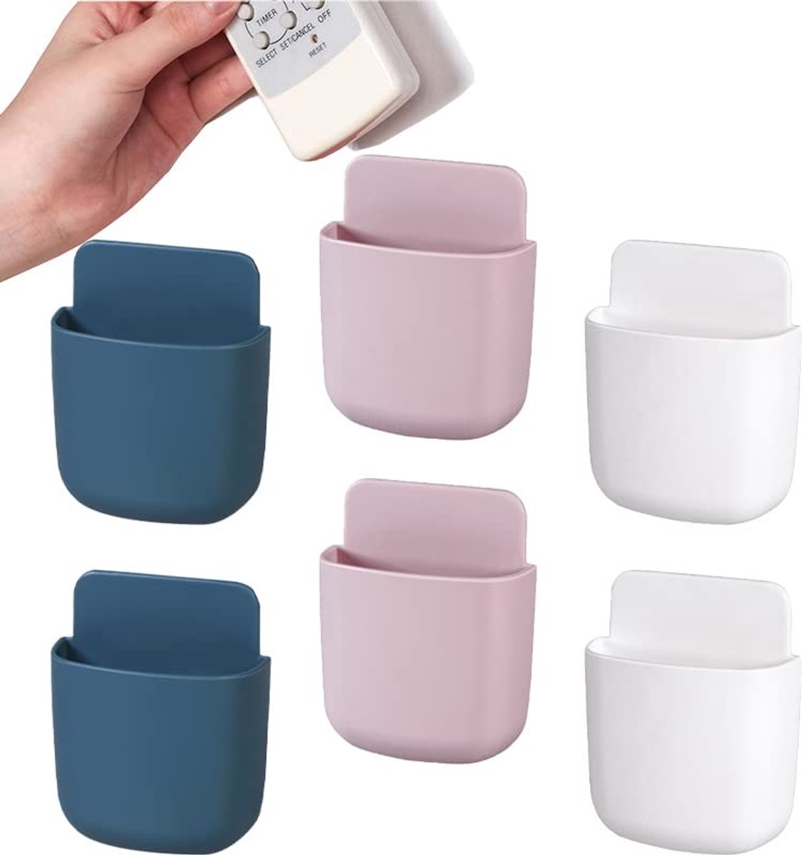 Omgoods - Set van 6 Wandmontage Remote Control Houders in Diverse Kleuren
