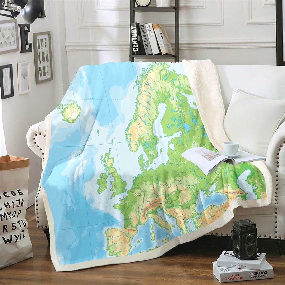 Omgoods - Wereldkaart Plush Dekentje 50x60 Inch voor Kinderen
