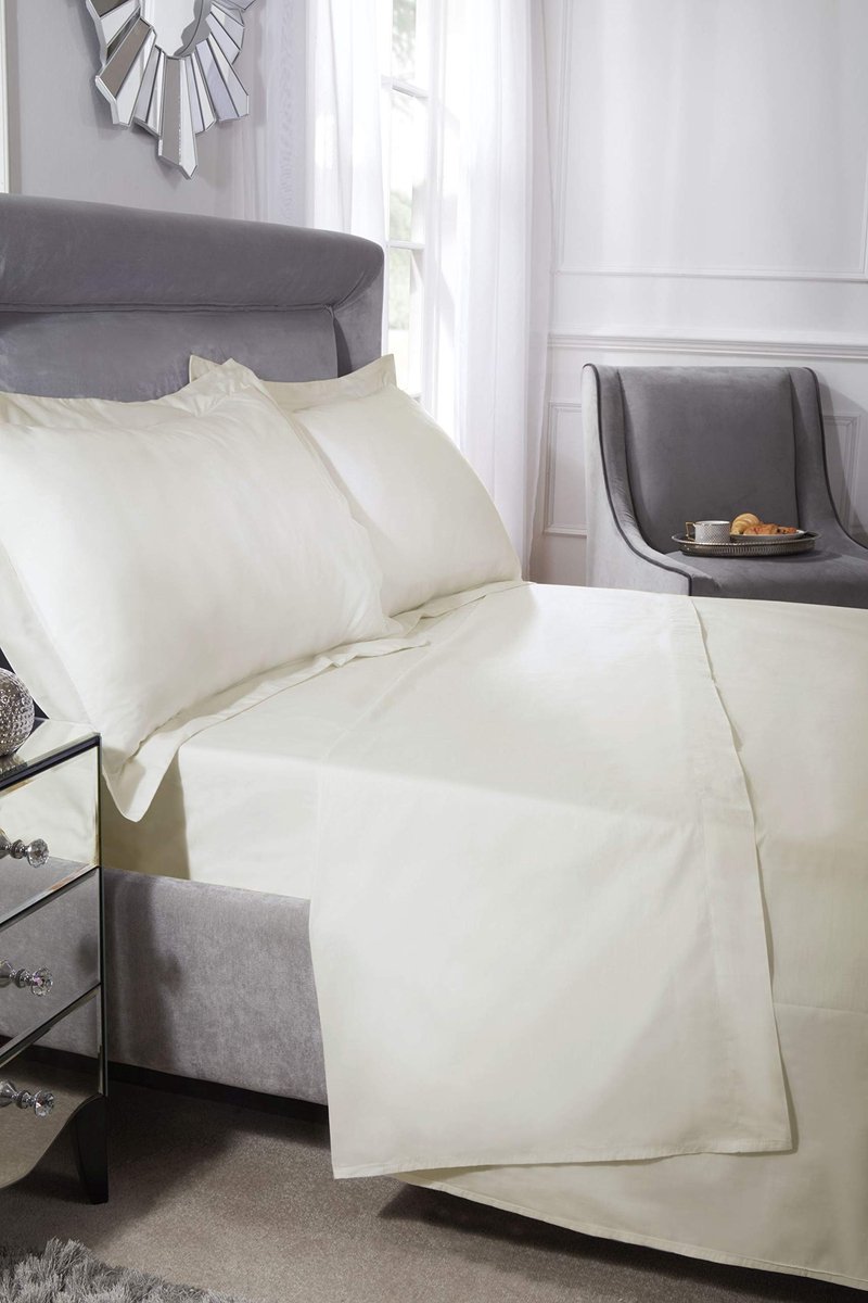 Omgoods - 400 Draadcount Katoenen Hoeslaken (Crème, Double)