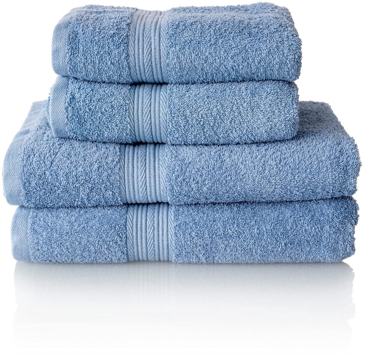 Omgoods - Comfort Badstof Handdoekenset - 2 Badlakens 70x140cm & 2 Handdoeken 50x100cm Jeansblauw