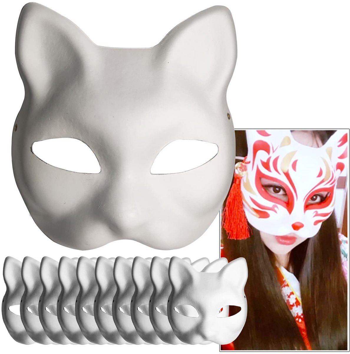 Omgoods - DIY Verfbare Papieren Masker Set van 10 voor Halloween en Cosplay