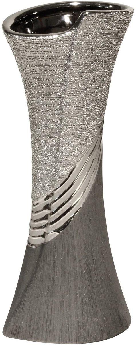 Omgoods - Modern Decoratieve Keramische Vaasje in Grijs/Zilver