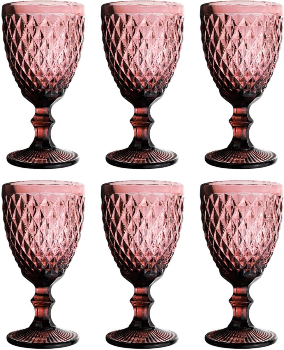 Omgoods - Vintage Set van 6 Wijnglazen in Paars