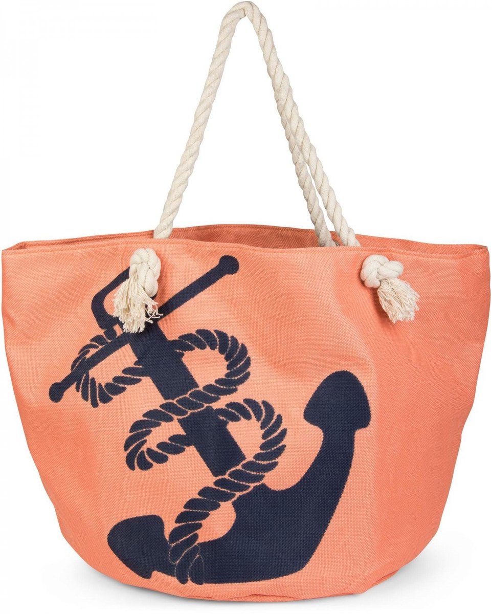 Omgoods - Grote Geweven Strandtas met Ankerprint