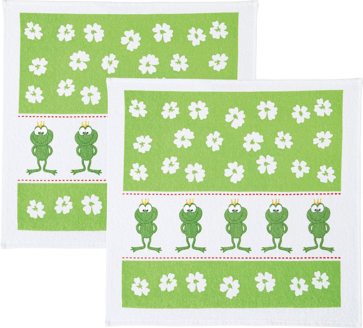 Omgoods - 2-Pack Premium Katoenen Keukenhanddoeken - Wit-Groen