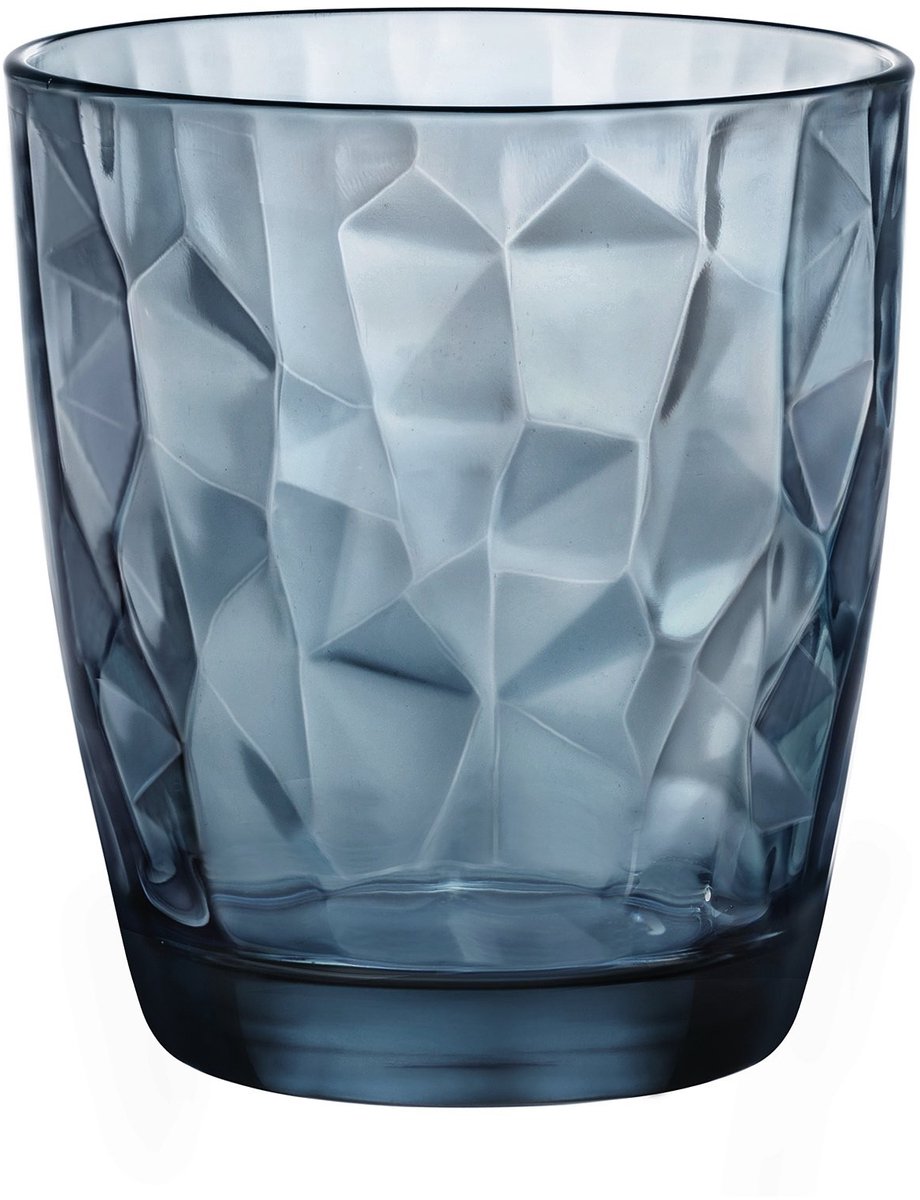 Omgoods - Set van 6 Elegante Glazen met Diamantstructuur, 30.5 cl, Blauw