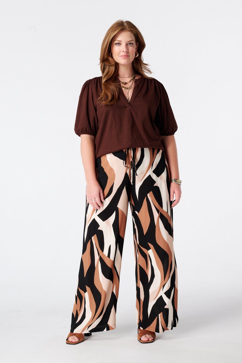 MS Mode Broek Wide leg broek met print