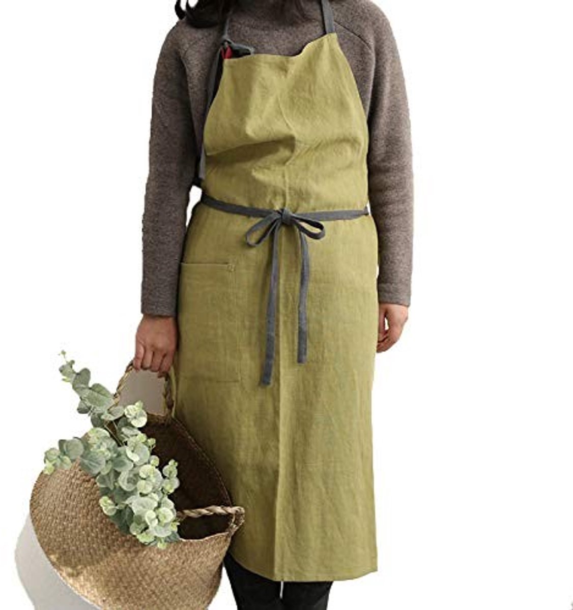 Omgoods - Premium Keuken Schort met Grote Pocket Matcha Groen