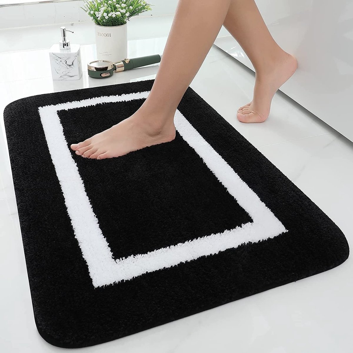Omgoods - Antislip Badmat Microfiber 40 x 60 cm, Zwart