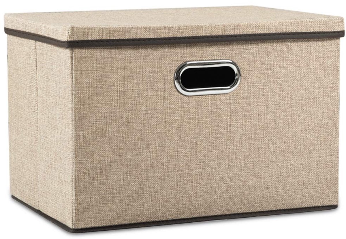 Omgoods- Opbergdoos Kaki - Opvouwbaar - Decoratieve Organizer - Linnen/Katoen - 43x30x30 cm - Ideaal voor Kleding en Speelgoed - Opbergmand