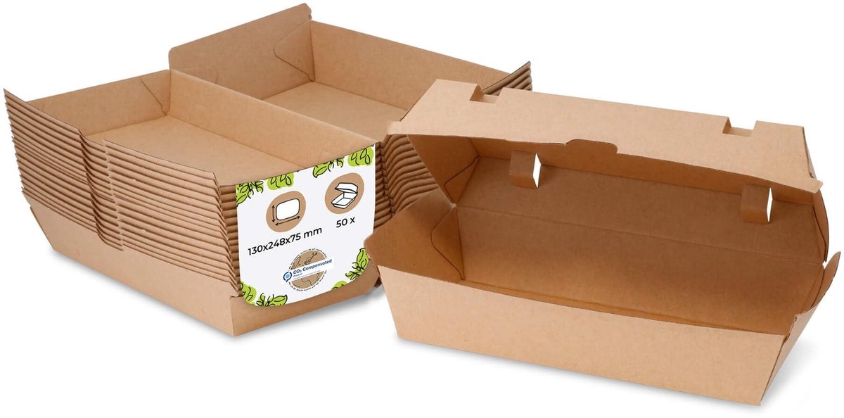Omgoods - Biologisch Afbreekbare Snackdozen van Karton, 50 Stuks