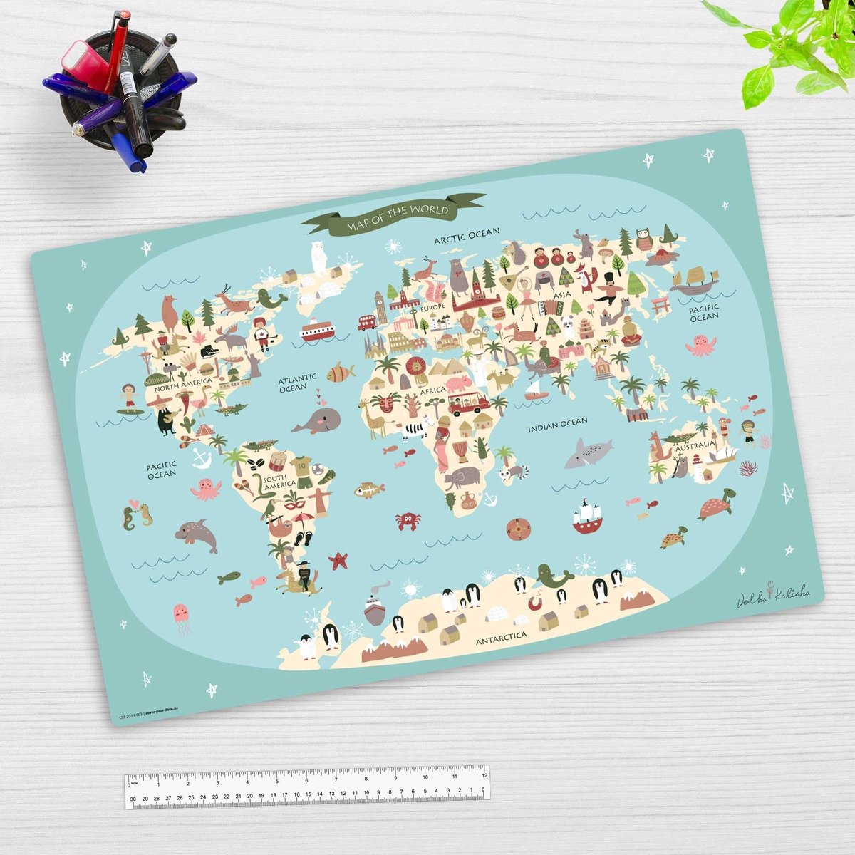 Omgoods - Kindermat met Wereldkaart van Duurzaam Vinyl, 60 x 40 cm