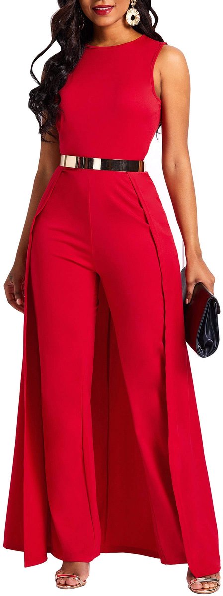 Omgoods - Dames Jumpsuit met Hoge Taille en Patchwork Overlay
