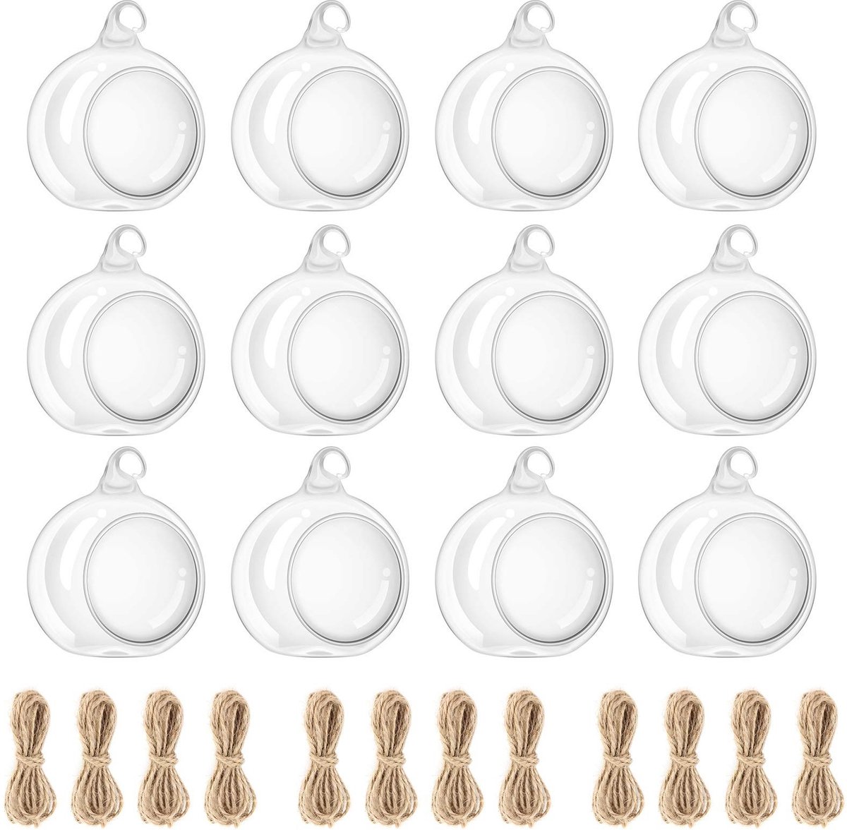 Omgoods- Theelichthouder 12 stuks - Glazen Bollen 6 cm - Hangende Kaarsenhouders - Terrarium Decoraties - Bruiloft Decoraties - Vriendelijk Klantenservice - Kandelaar