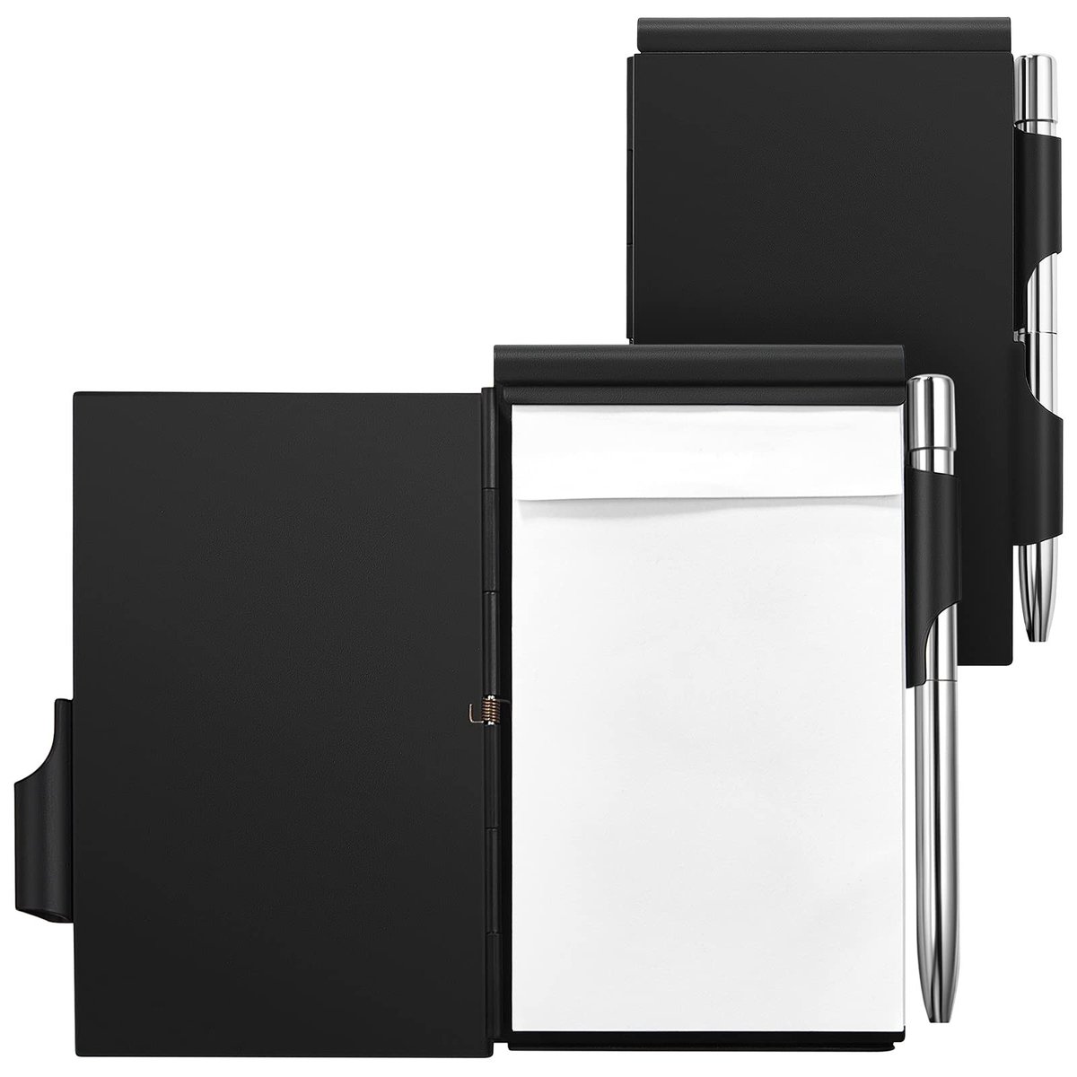 Omgoods- Notitieboek met Aluminium Klep - Mini-Notitieblok - Penhouder - Navulbaar Papier - Geschikt voor Kantoor/School - Praktisch Cadeau - Schrijfblok