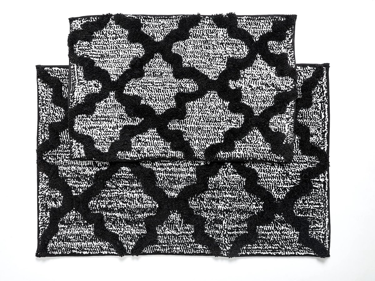 Omgoods - Badmat Set van 2, 100% Micropolyester, Zwart, 50x80 & 40x60 cm