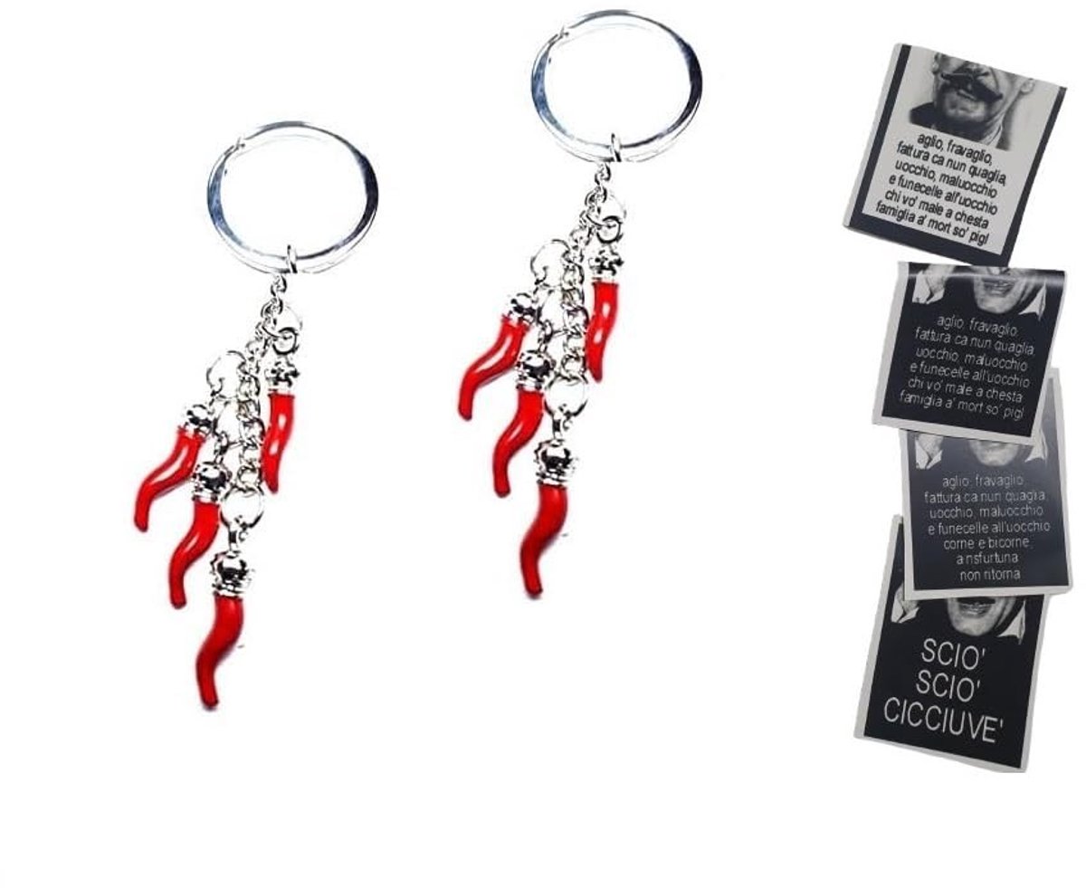 Omgoods - Sleutelhangers met 4 Hoorns, Metalen Geluksamulet