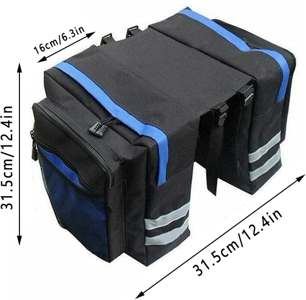 Omgoods - Fietstas, Waterdichte Pannier Rack Tas met Regenbescherming - Dubbele Tas in Blauw