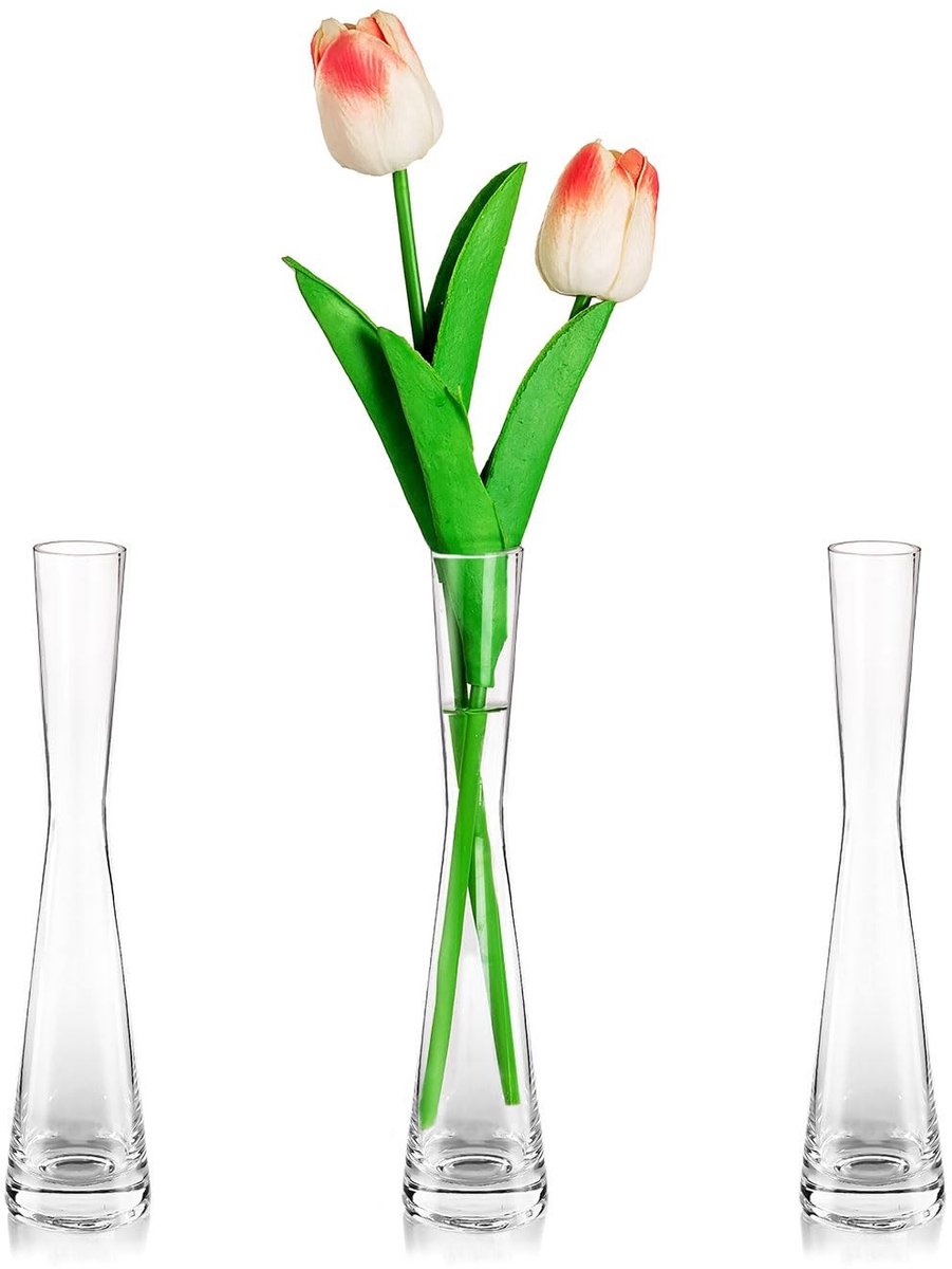 Omgoods - Handgemaakte Hoge Smalle Bloemenvazen Set van 3 voor Decoratie